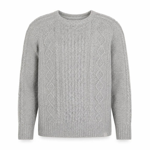 FatFace Women Grey M Cable Knit Cotton Crew Neck Pullover Jumper