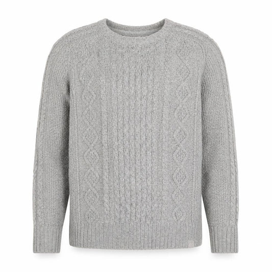 FatFace Women Grey M Cable Knit Cotton Crew Neck Pullover Jumper