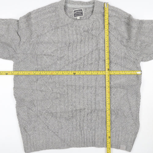 FatFace Women Grey M Cable Knit Cotton Crew Neck Pullover Jumper
