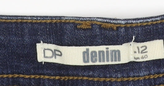 DP Denim Women’s Blue UK 12 Stretch Pencil Mini Skirt Raw Hem