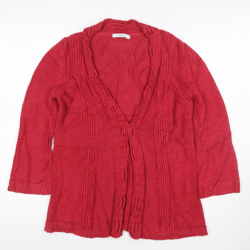 Marks and Spencer Women Red UK 12 Open Cable Knit Cotton Cardigan