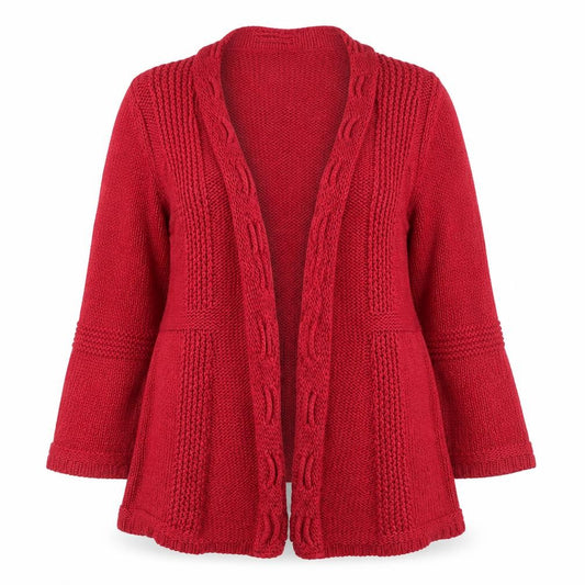 Marks and Spencer Women Red UK 12 Open Cable Knit Cotton Cardigan