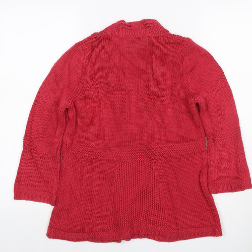Marks and Spencer Women Red UK 12 Open Cable Knit Cotton Cardigan