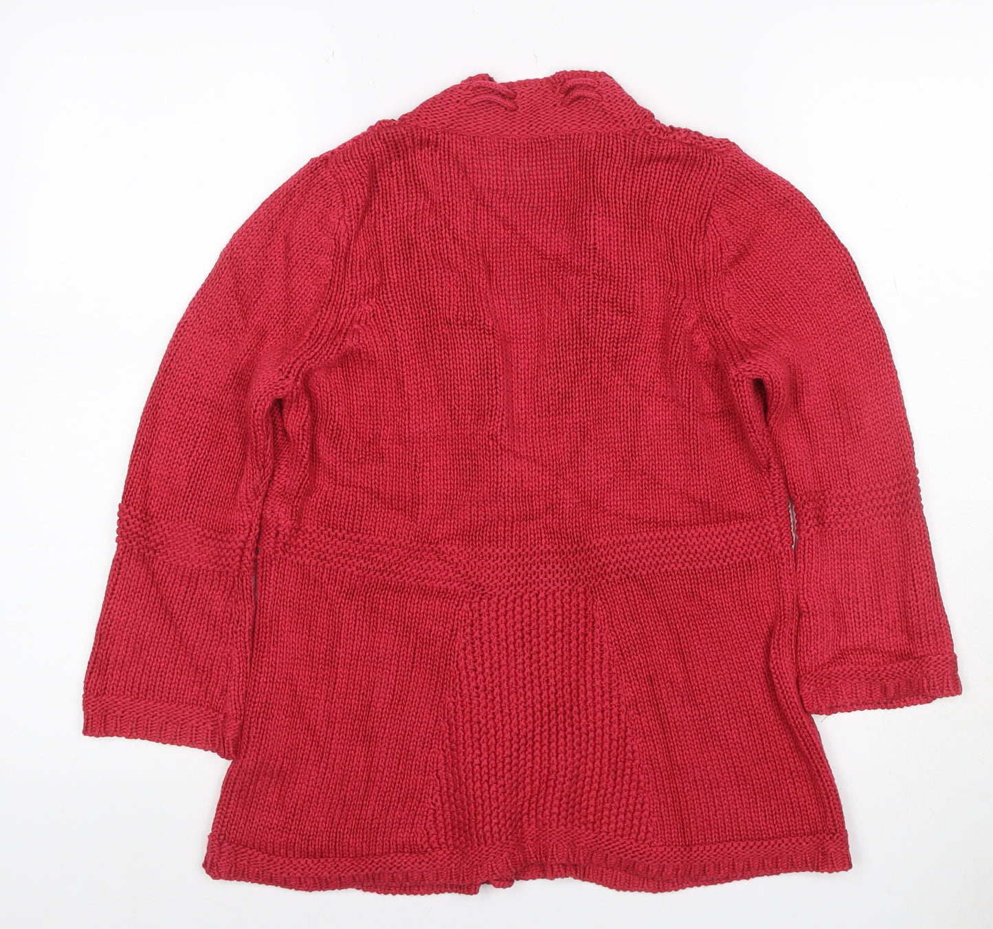 Marks and Spencer Women Red UK 12 Open Cable Knit Cotton Cardigan