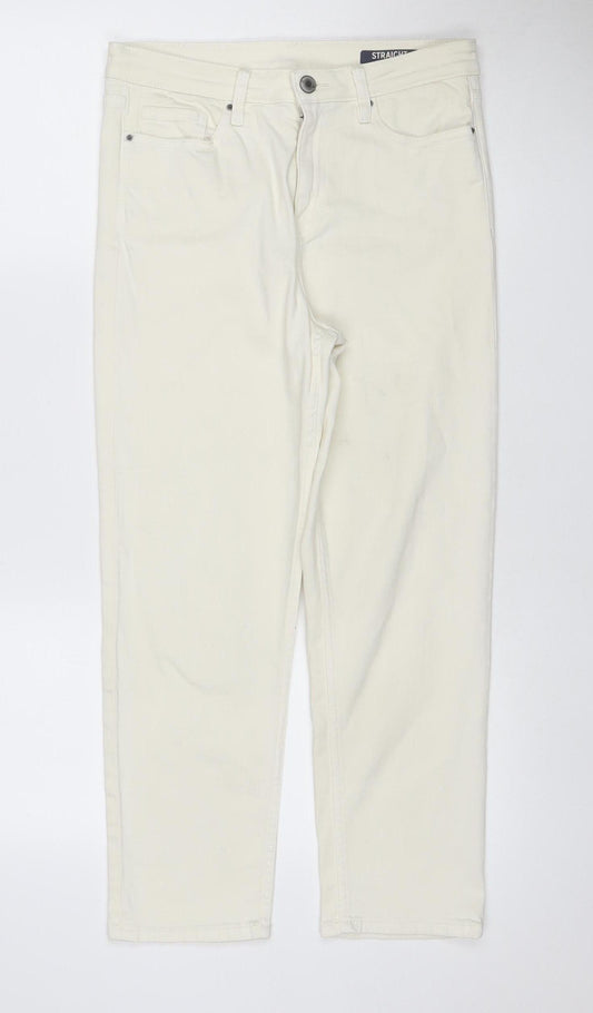 M&S Women Ivory Size 10 Short Straight Stretch Jeans 5 Pocket