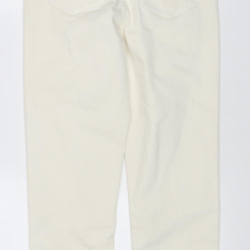 M&S Women Ivory Size 10 Short Straight Stretch Jeans 5 Pocket