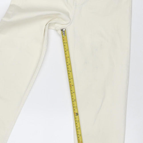 M&S Women Ivory Size 10 Short Straight Stretch Jeans 5 Pocket