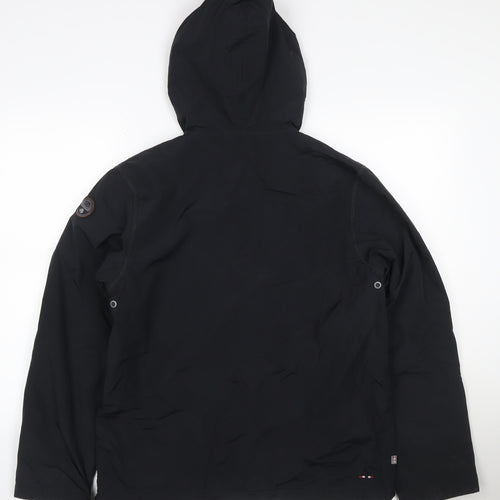 Napapijri Women’s Black UK 16 Hooded Fleece-Lined 1/4 Zip Anorak Jacket