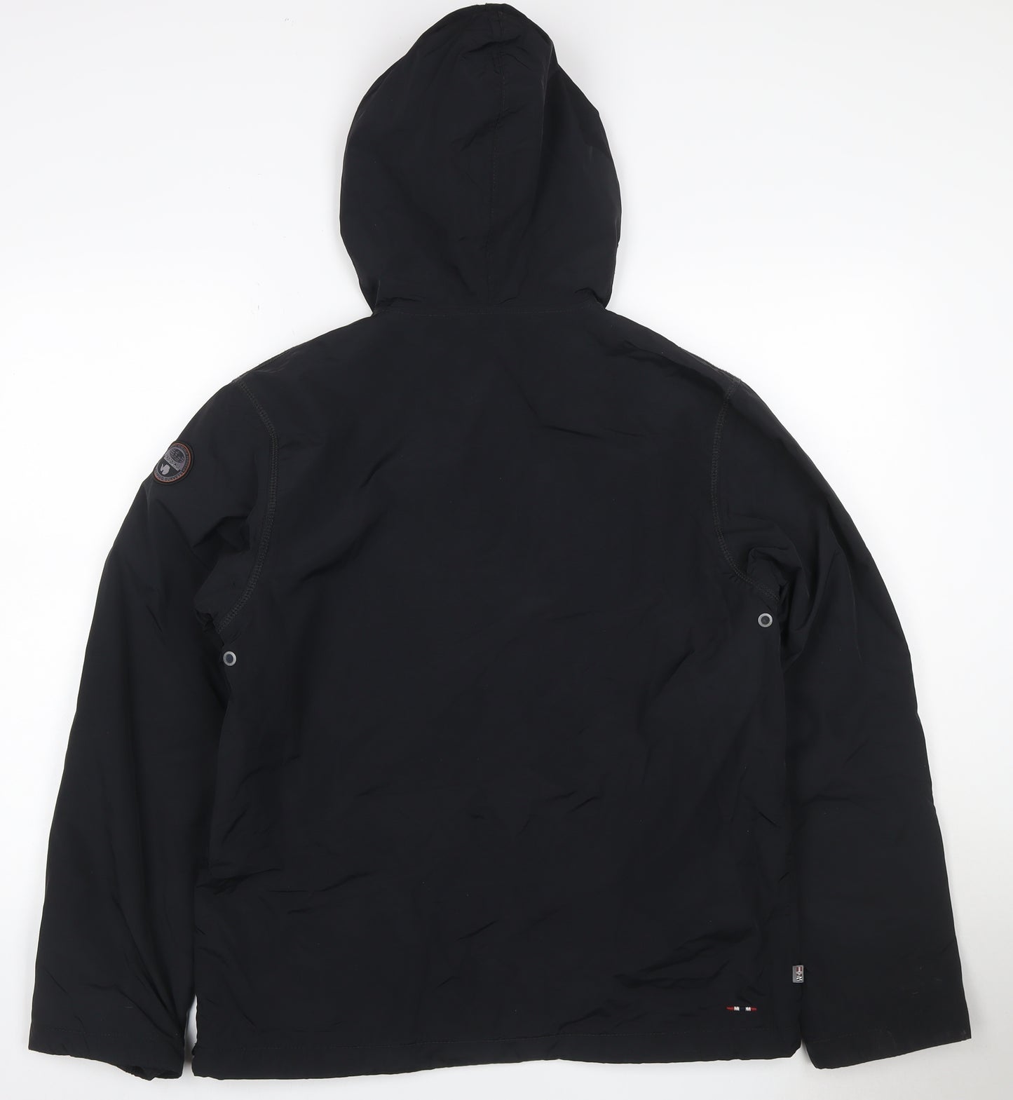 Napapijri Women’s Black UK 16 Hooded Fleece-Lined 1/4 Zip Anorak Jacket