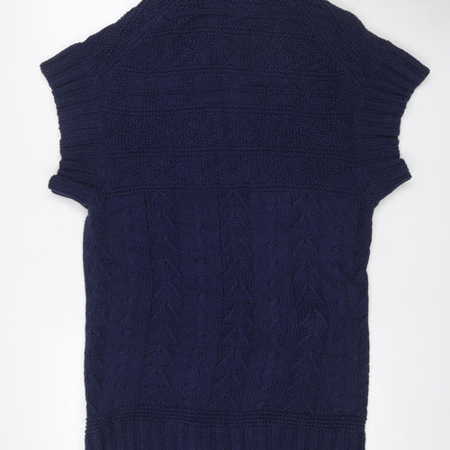 Polo Jeans Ralph Lauren Women Blue L Cable Knit High Neck Vest