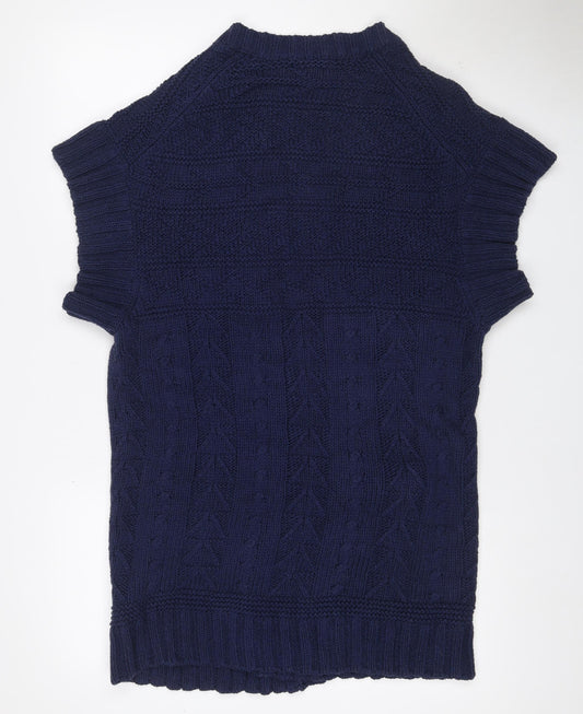Polo Jeans Ralph Lauren Women Blue L Cable Knit High Neck Vest