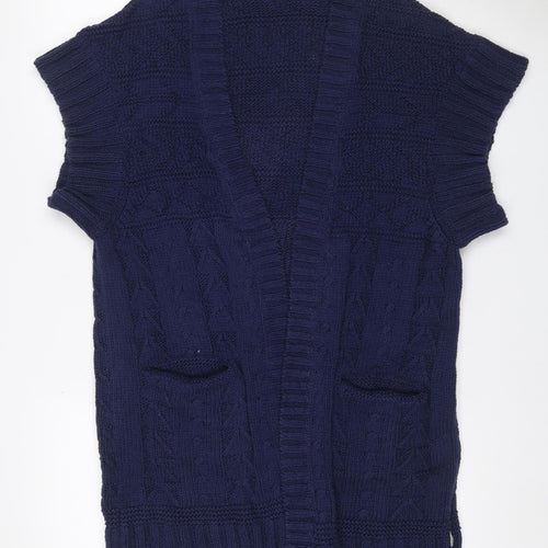 Polo Jeans Ralph Lauren Women Blue L Cable Knit High Neck Vest