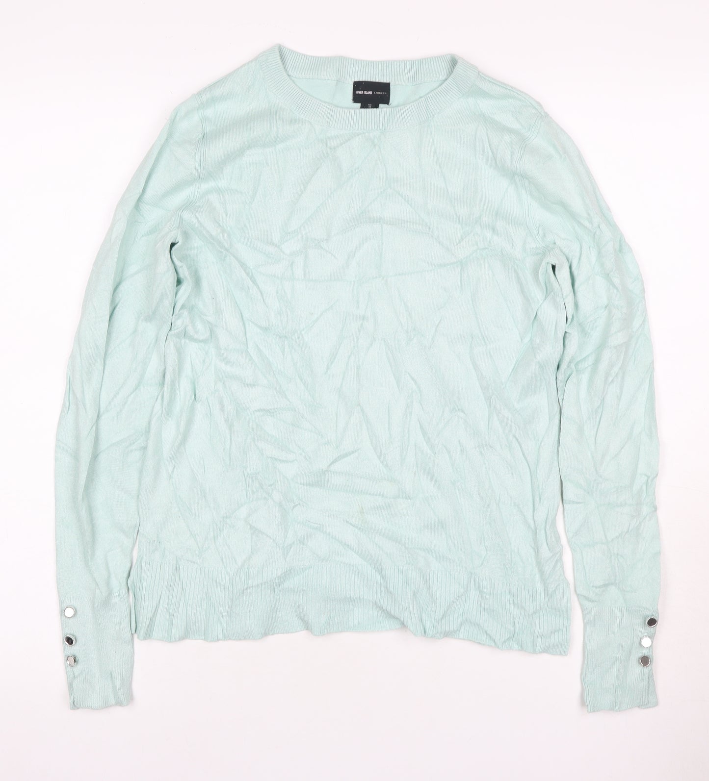 River Island Women Blue Size 10 Lightweight Knit Crew Neck Jumper