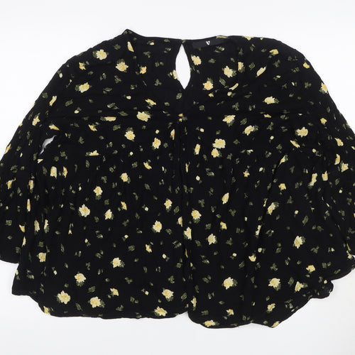 V by Very Women’s Black Floral Balloon Sleeve Blouse UK 20