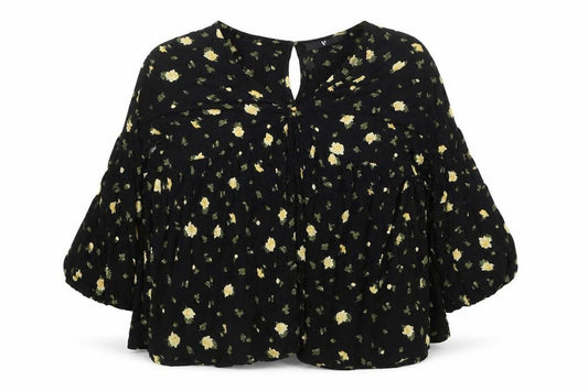 V by Very Women’s Black Floral Balloon Sleeve Blouse UK 20