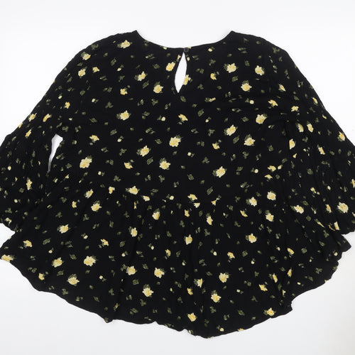 V by Very Women’s Black Floral Balloon Sleeve Blouse UK 20