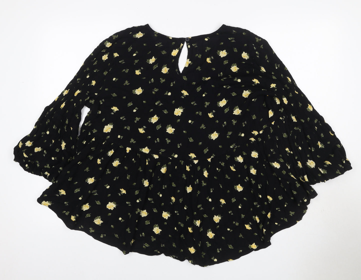 V by Very Women’s Black Floral Balloon Sleeve Blouse UK 20