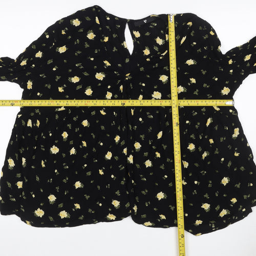 V by Very Women’s Black Floral Balloon Sleeve Blouse UK 20