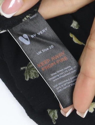V by Very Women’s Black Floral Balloon Sleeve Blouse UK 20