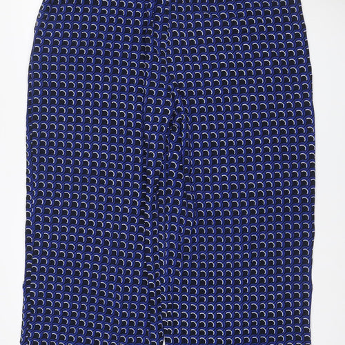 Marks & Spencer Women Blue Geometric Wide-Leg Trousers UK 22 Short