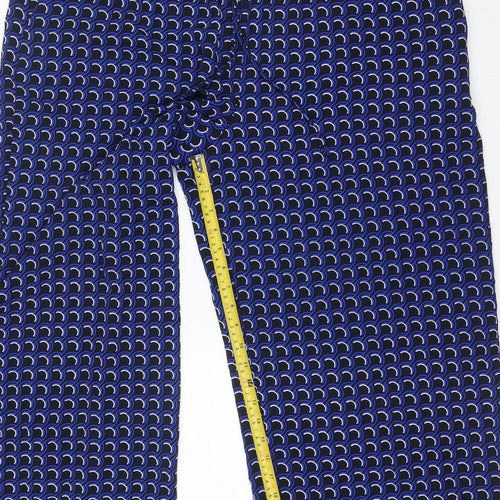 Marks & Spencer Women Blue Geometric Wide-Leg Trousers UK 22 Short