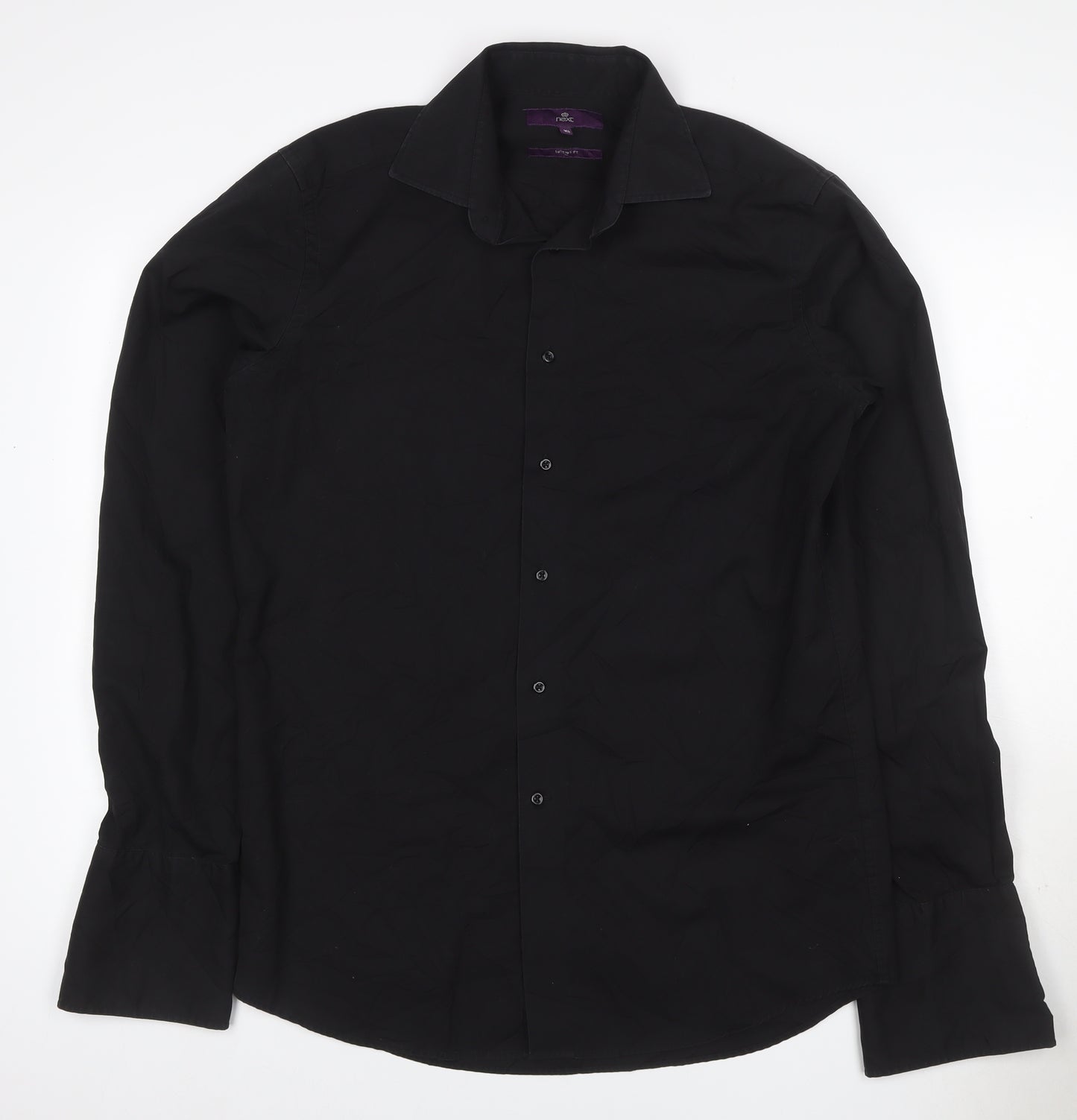 Next Men’s Black Size 16 Long Sleeve Point Collar Button-Up Shirt