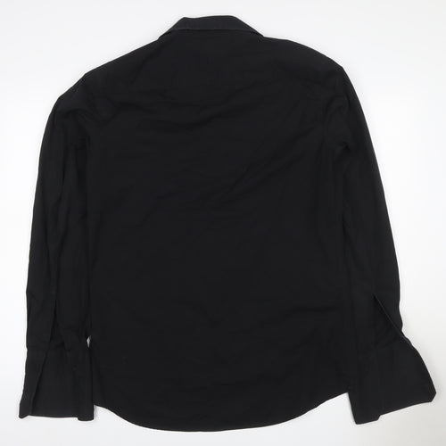 Next Men’s Black Size 16 Long Sleeve Point Collar Button-Up Shirt