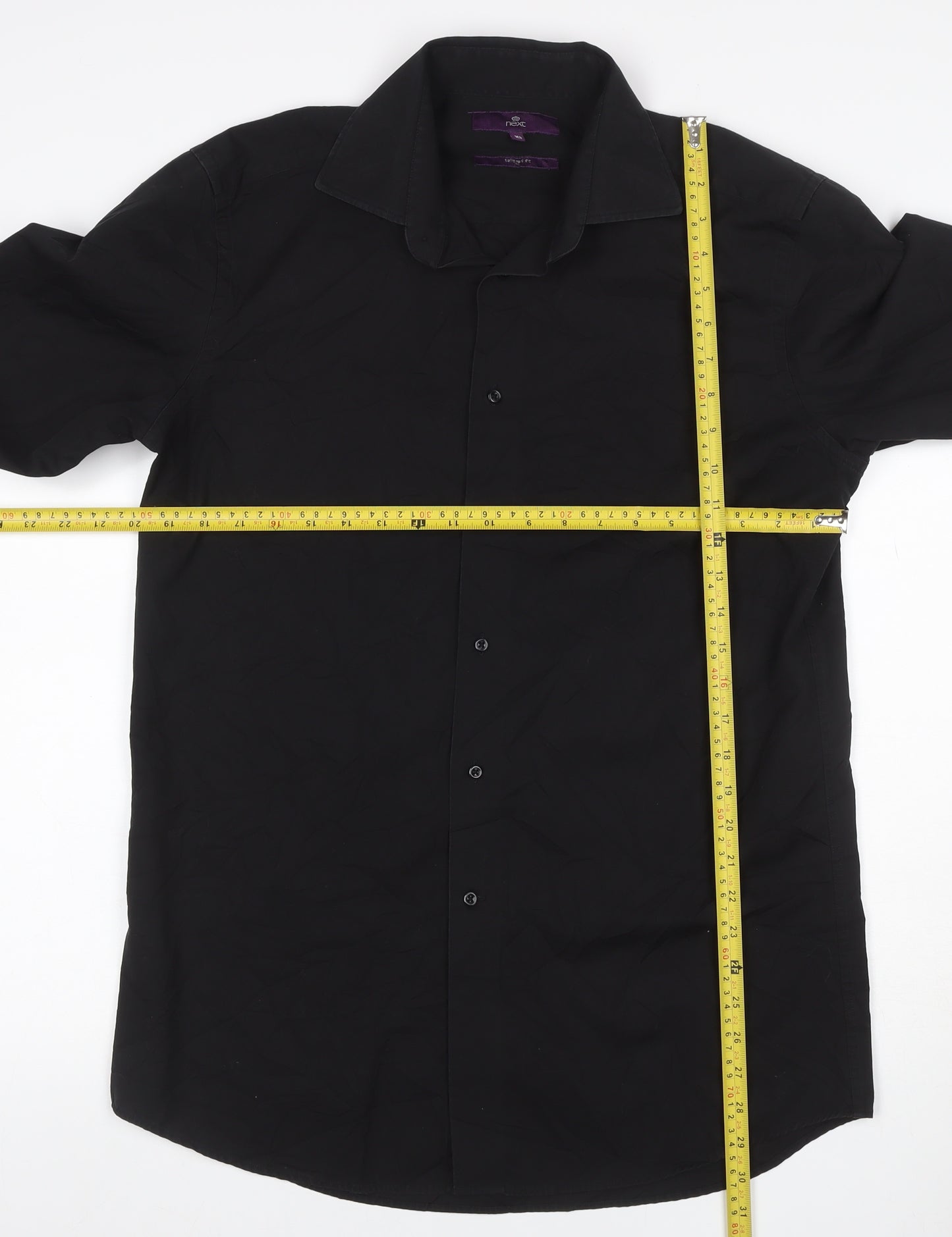 Next Men’s Black Size 16 Long Sleeve Point Collar Button-Up Shirt
