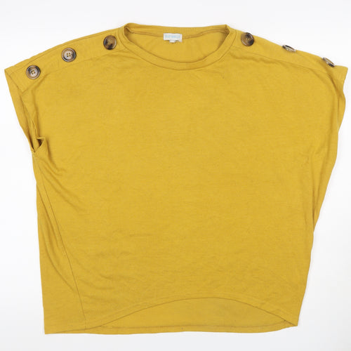 Blue Vanilla Women Yellow S/M Button Shoulder Jersey Top