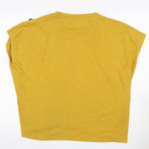 Blue Vanilla Women Yellow S/M Button Shoulder Jersey Top