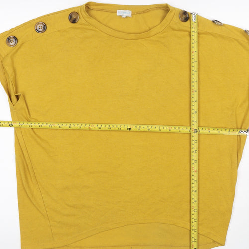Blue Vanilla Women Yellow S/M Button Shoulder Jersey Top