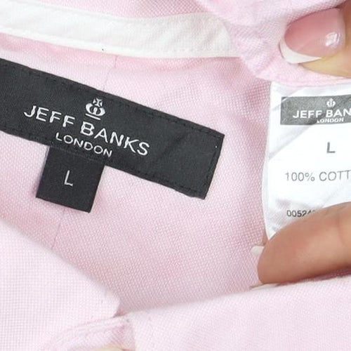 Jeff Banks London Men’s Pink L Cotton Button-Down Long Sleeve Shirt
