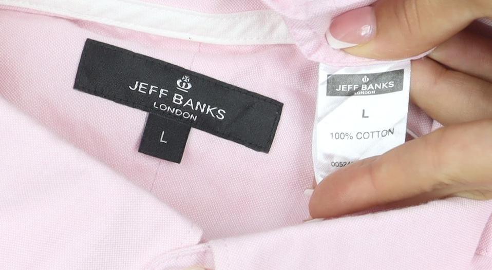 Jeff Banks London Men’s Pink L Cotton Button-Down Long Sleeve Shirt