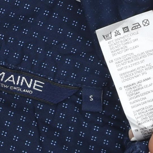 Maine New England Men's Blue S Geometric Long Sleeve Button-Up Shirt
