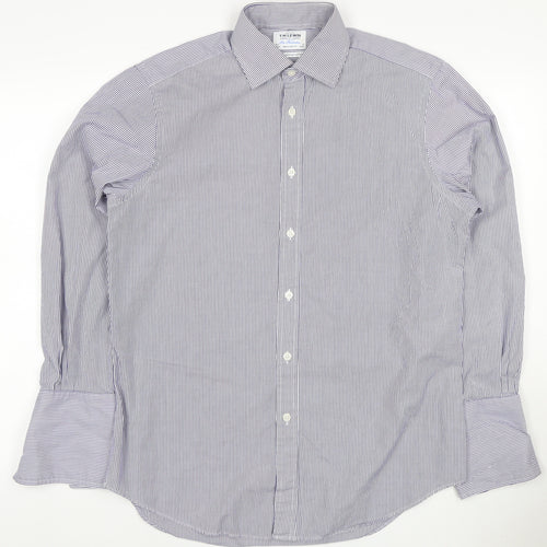 TM Lewin Men’s Purple Stripe 15.5 Regular Fit Cotton Formal Shirt