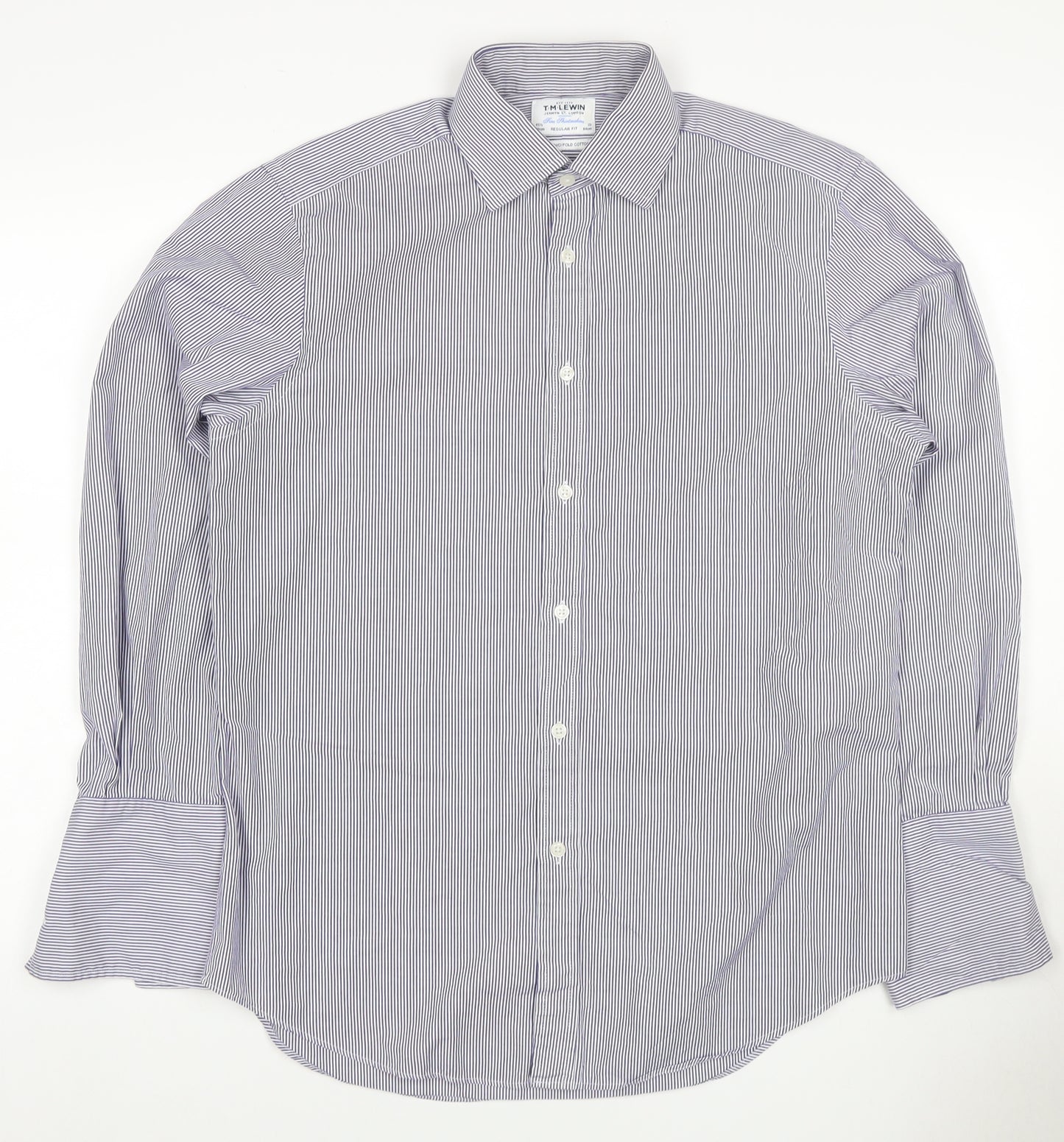 TM Lewin Men’s Purple Stripe 15.5 Regular Fit Cotton Formal Shirt