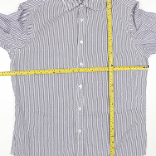 TM Lewin Men’s Purple Stripe 15.5 Regular Fit Cotton Formal Shirt