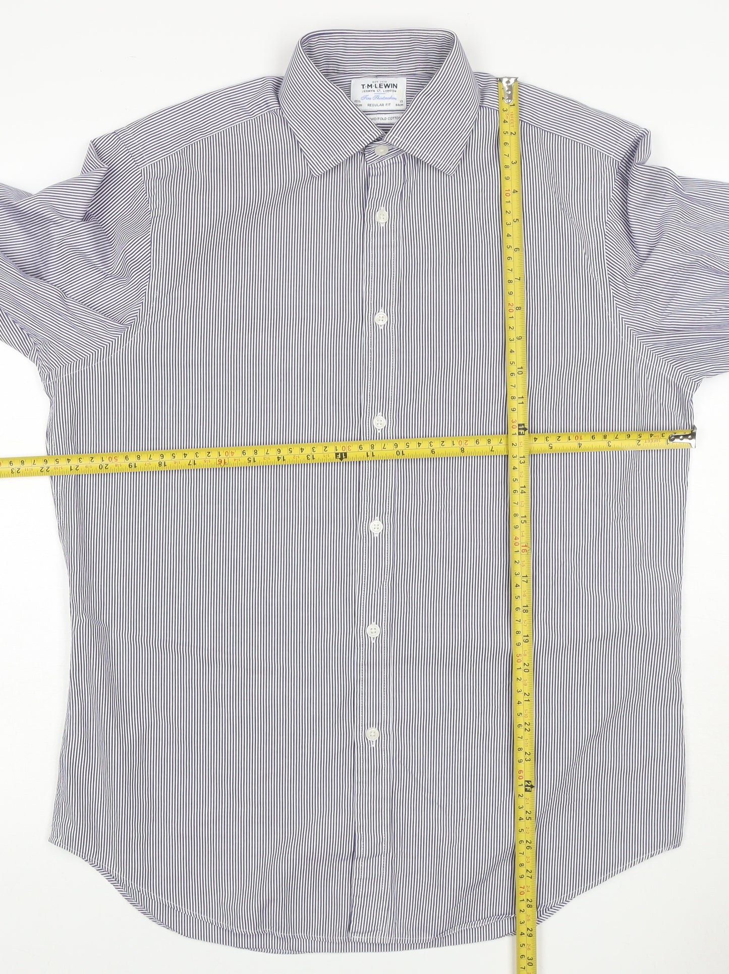 TM Lewin Men’s Purple Stripe 15.5 Regular Fit Cotton Formal Shirt