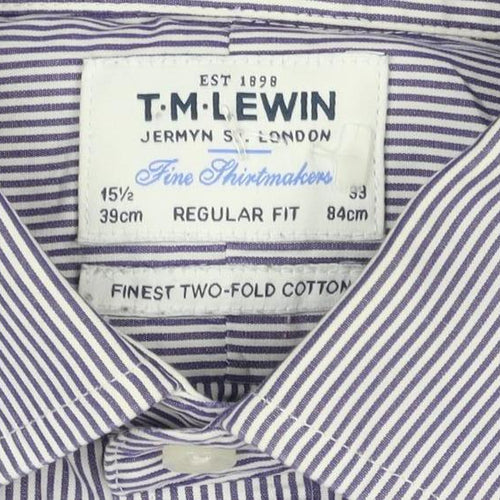 TM Lewin Men’s Purple Stripe 15.5 Regular Fit Cotton Formal Shirt