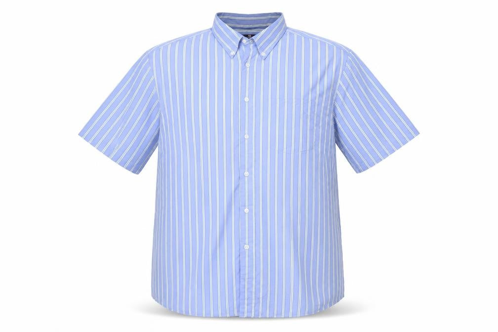 Marks and Spencer Men Blue Stripe Button Down Shirt 2XL Short Sleeve