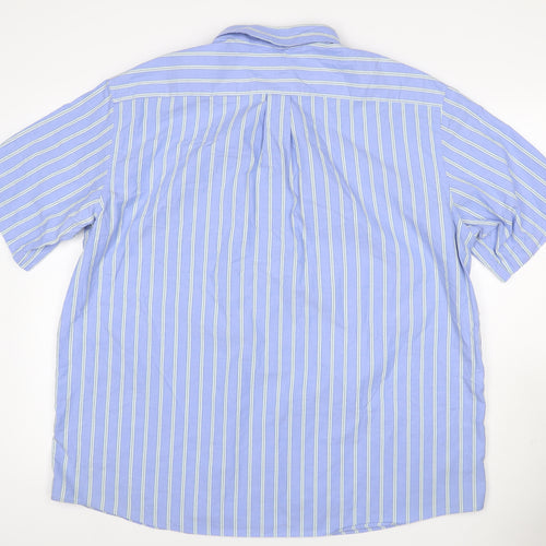 Marks and Spencer Men Blue Stripe Button Down Shirt 2XL Short Sleeve