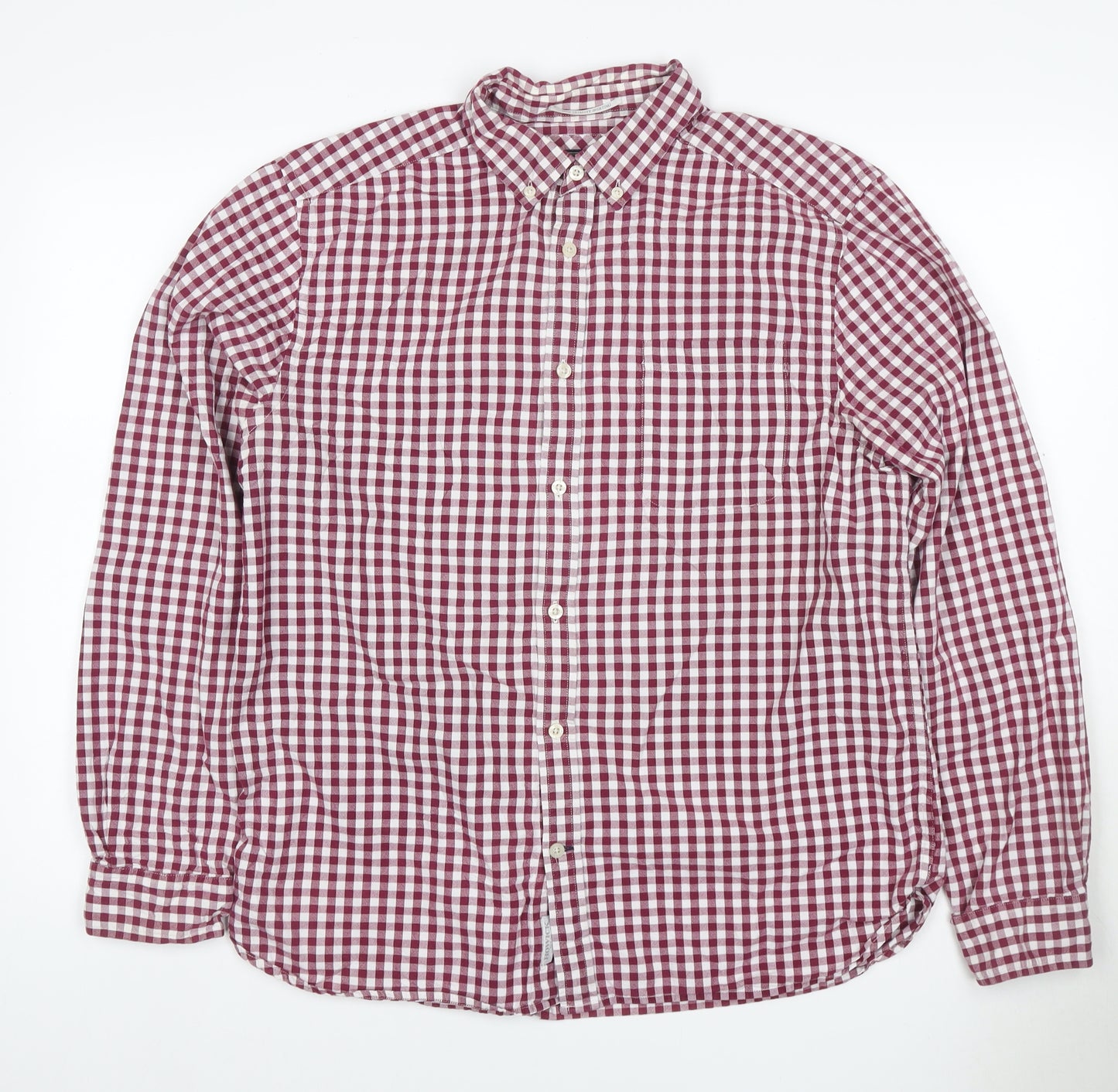 Howick Men's Red Check Cotton Button-Down Long Sleeve Shirt Size L