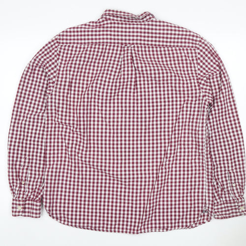 Howick Men's Red Check Cotton Button-Down Long Sleeve Shirt Size L