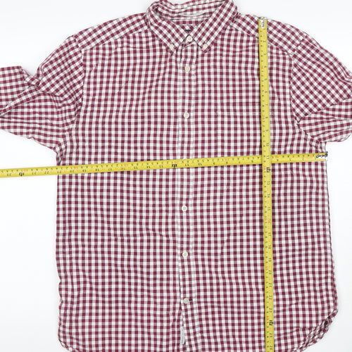 Howick Men's Red Check Cotton Button-Down Long Sleeve Shirt Size L