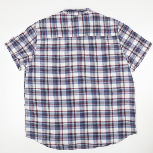 Sandstone by M&Co Men's Blue Check Cotton Short Sleeve Button-Up Shirt XL