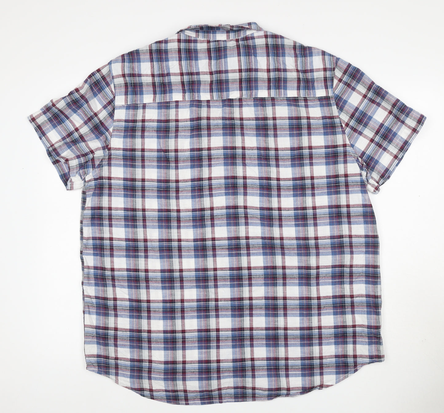 Sandstone by M&Co Men's Blue Check Cotton Short Sleeve Button-Up Shirt XL
