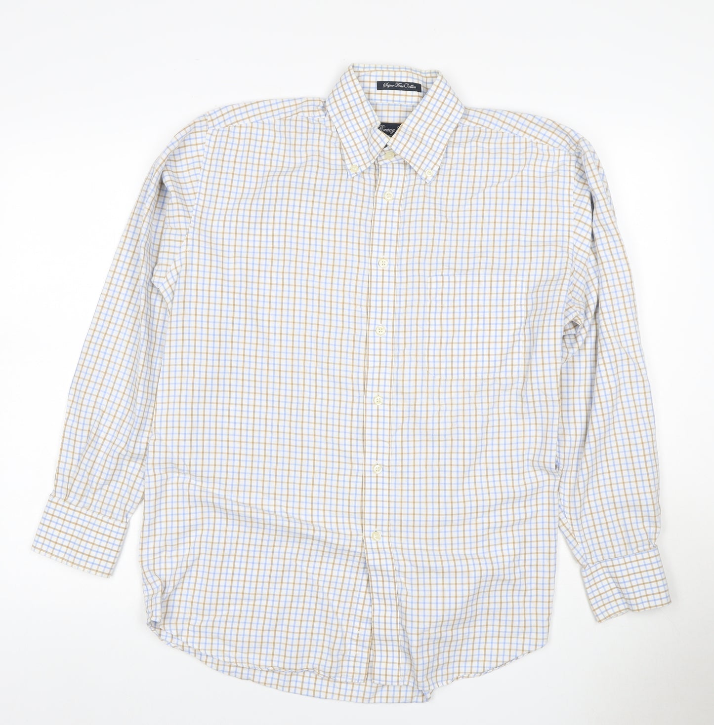 Racing Green Men's Multicoloured Check Cotton Button-Down Shirt M