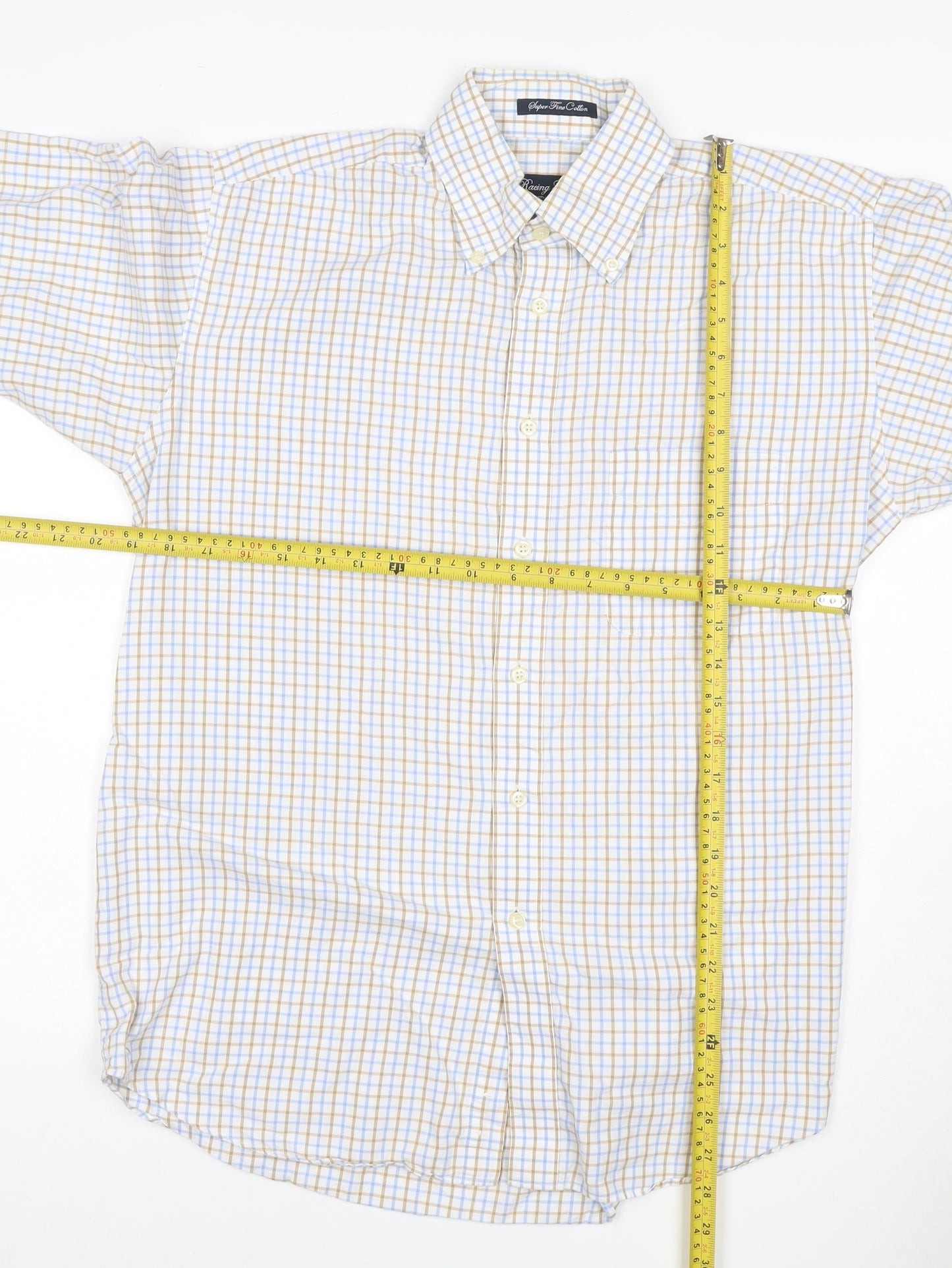 Racing Green Men's Multicoloured Check Cotton Button-Down Shirt M