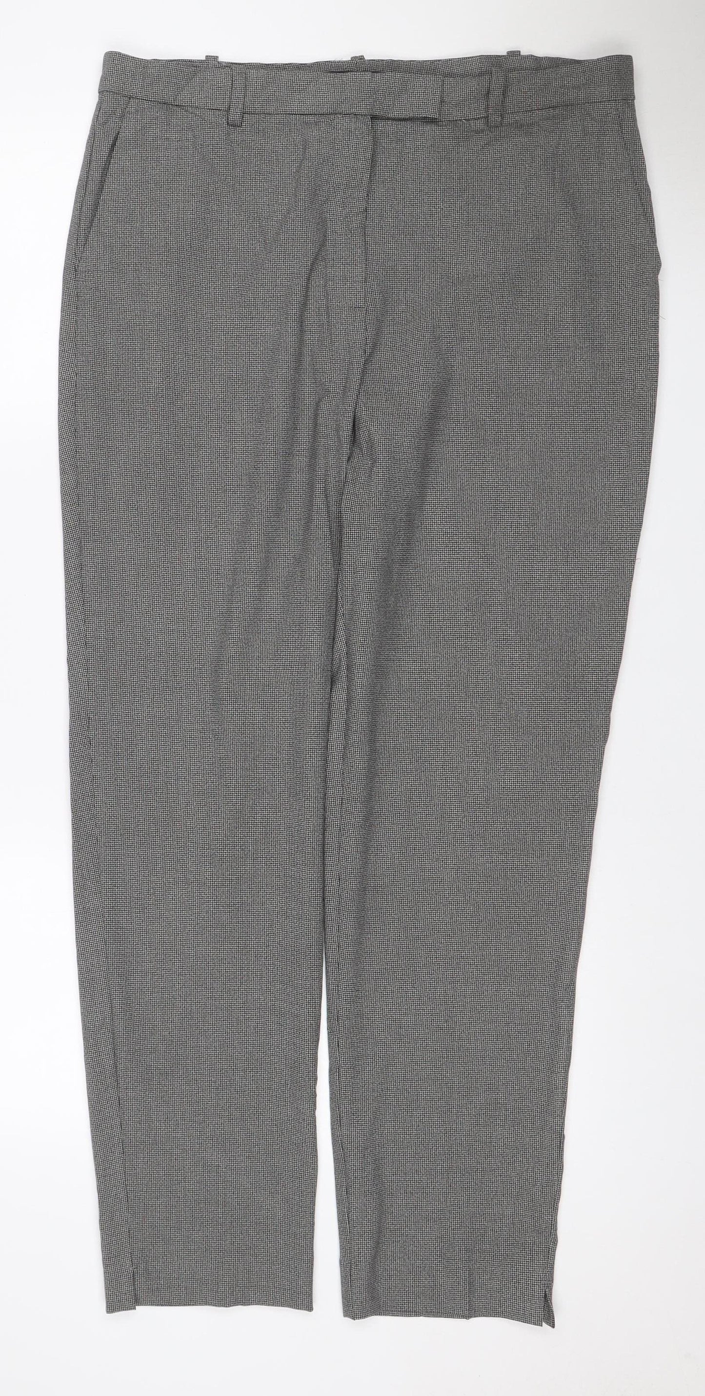 Marks & Spencer Women’s Grey Check The Mia Slim Trousers UK 16 Long