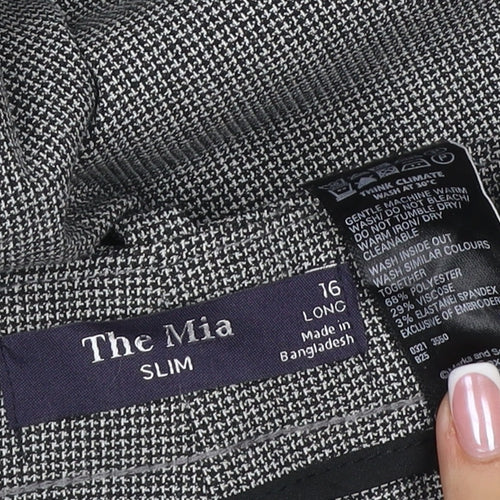 Marks & Spencer Women’s Grey Check The Mia Slim Trousers UK 16 Long